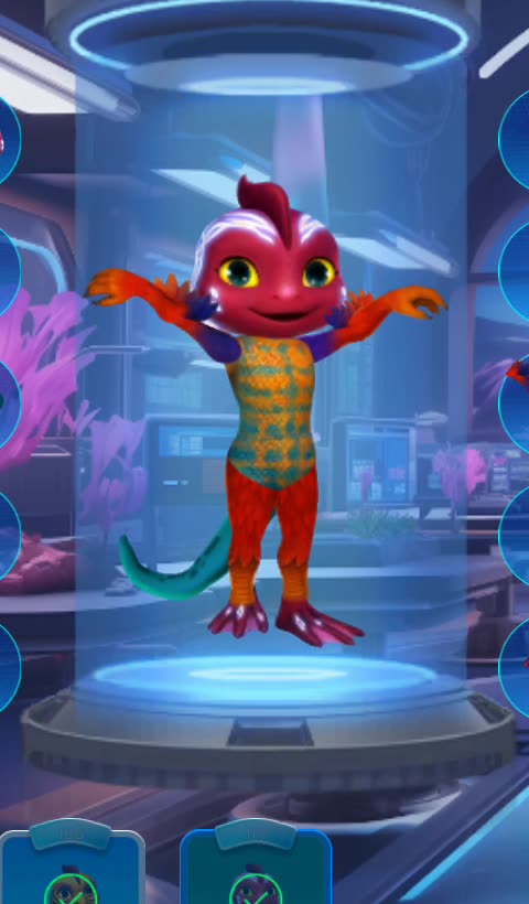 LoopBling, a red Humal with a gold patterned chest